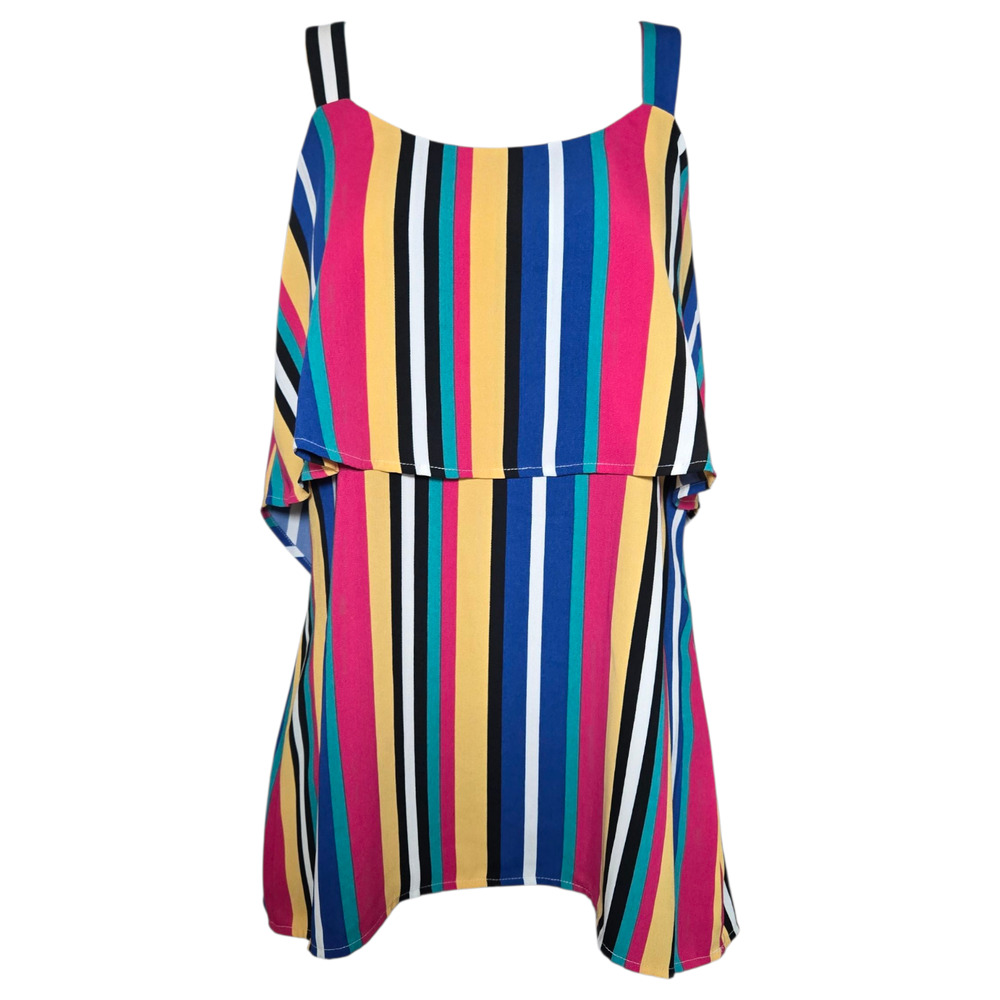 August Silk Wom Small Sleeveless Blouse Carnival Circus Fun Tier Spring Summer